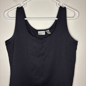 CHICO'S Tank Womens M Black Stretch Foundation Wide Strap Pullover Nylon Spandex